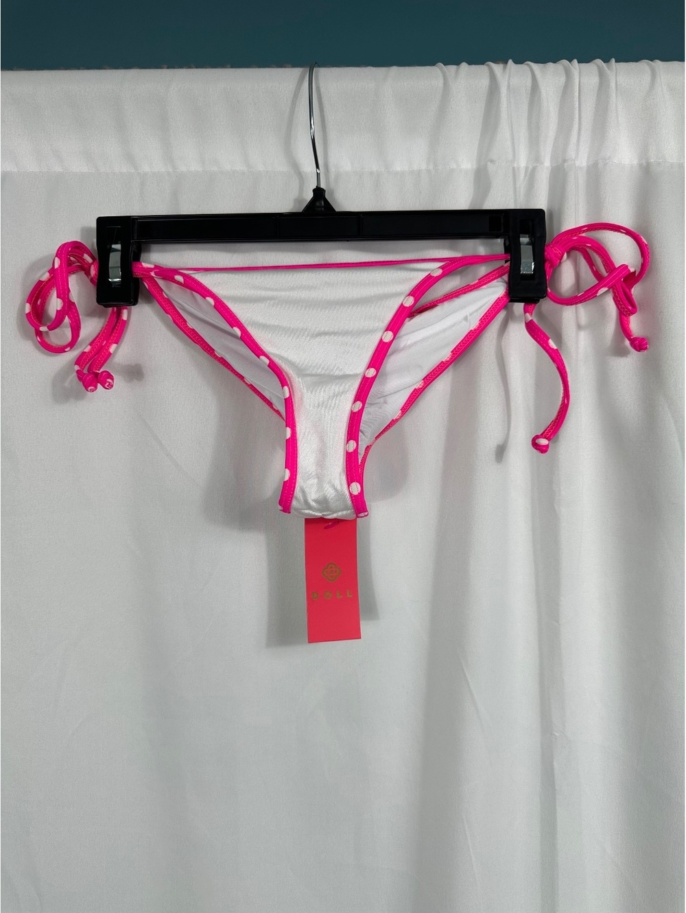 Doll White & Pink Polka Dot Cheeky Micro Scrunch Bottom Size Small